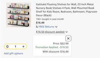 floating shelves Amazon receipt