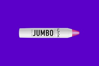 nyx jumbo pencil on a blue backround