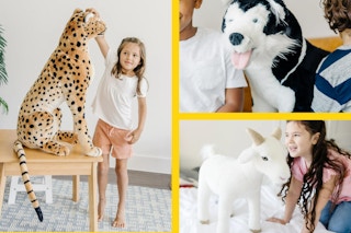 collage image of giant stuffed animals