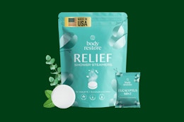 shower steamers pack on a green background