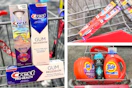 collage image of crest premium toothpaste, tide and downy laundry products, and cvs health toothbrush