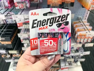 hand holding a pack of energizer max batteries at target