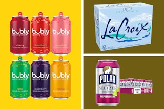 packs of sparkling water in a collage