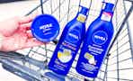 nivea body lotions in a shopping cart