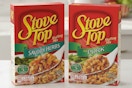 Boxes of Stove Top stuffing mix on kitchen counter
