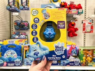 hand holding a leapfrog blues clues learning watch at target