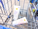 2 Dove Whole Body Deodorant Creams in a Walmart shopping cart