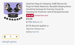 ear plugs Amazon receipt