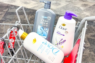 dove body wash in a cvs shopping cart