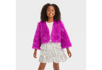 Kids' Pop Star Faux Fur Costume