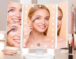 a trifold vanity mirror