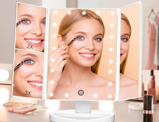 a trifold vanity mirror