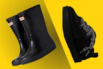 Pair of Hunter boots (toddler) and Ugg sneakers (women's)