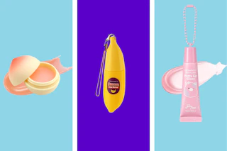 TonyMoly Lip Balms: peach, banana, Squishmallows strawberry