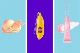 TonyMoly Lip Balms: peach, banana, Squishmallows strawberry