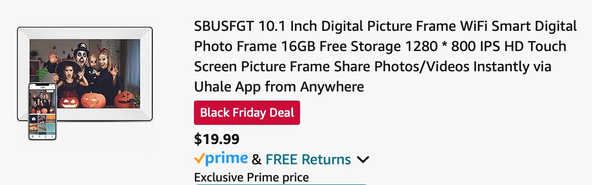 Digital picture frame Amazon receipt