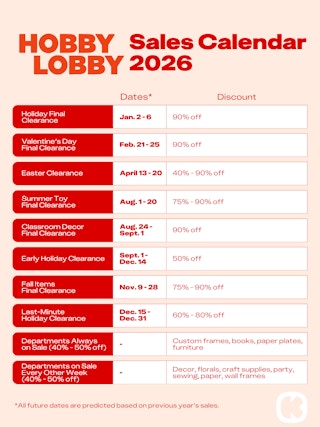 Hobby Lobby Sale Schedule 2026