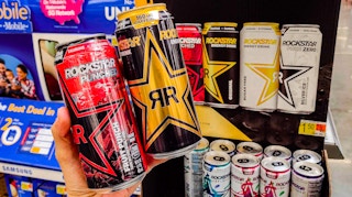 2 Rockstar energy drinks: photo taken in-store at Walmart
