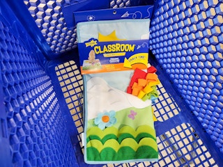 rainbow printed snuffle mat in a cart