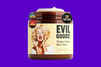 beef tallow balm on a purple background