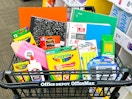 a cart filled with school supplies