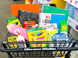 a cart filled with school supplies