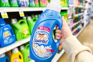 hand holding suavitel fabric softener at meijer