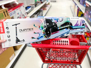 jetson led kick scooter sitting on top a target cart