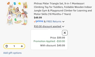 climbing toy Amazon receipt