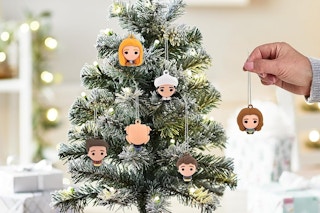 mini ornaments on a tree