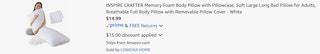 Amazon Memory Foam Body Pillow 2025