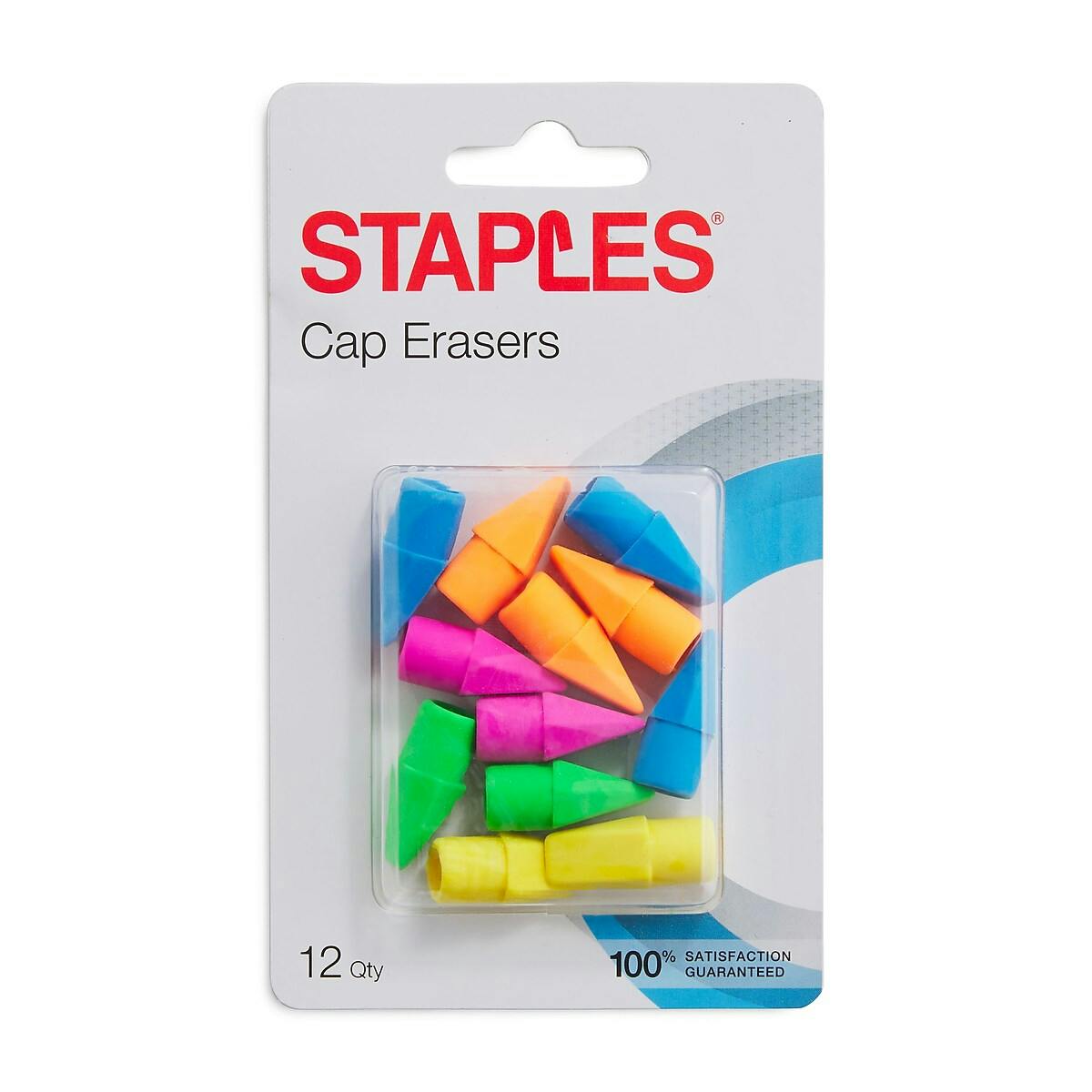 Staples Pencil Cap Erasers 12-Pack