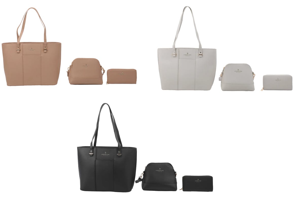 London Fog Vegan Leather Tote Set