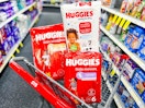 huggies diaper packs in a cvs shopping cart