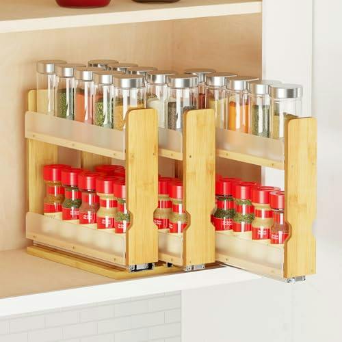 Bamboo Spice Rack Organizer