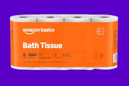 toilet paper on a purple background