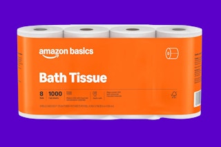 toilet paper on a purple background