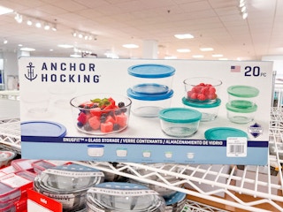 pyrex storage sets sitting on a target shelf