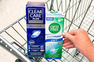opti-free and clear care in a shopping cart