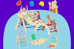 Philnas Pikler Triangle Set on a blue background.