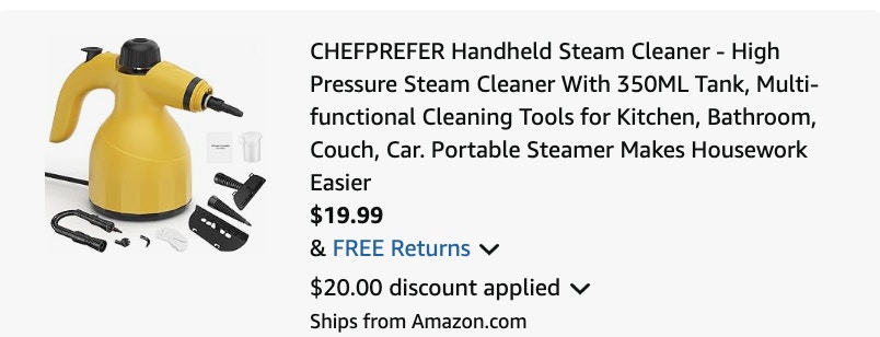 steam cleaner Amazon receipt