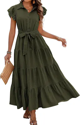 Women's Ruffle Sleeve Maxi Dress