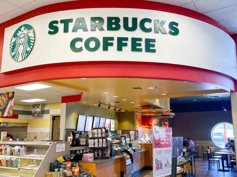 A Starbucks coffee shop counter