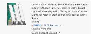 under cabinet lighting Amazon receipt