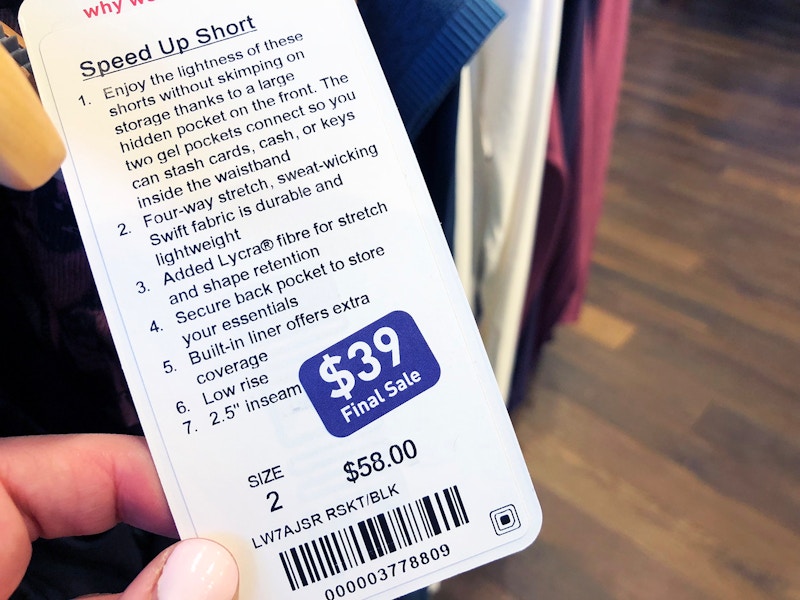 Lululemon sale tag showing "Final Sale