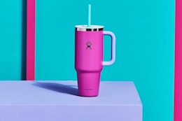 a hydro flask tumbler on a table