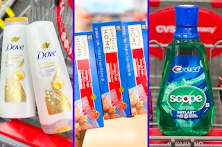 collage with dove, complete home, and crest products