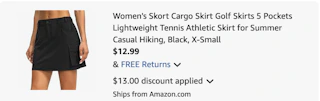skort Amazon receipt