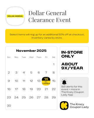 Dollar General Clearance Event confirmed start date in November 2025