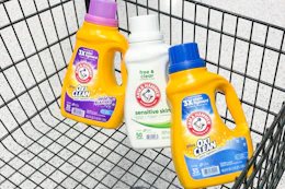 arm & hammer detergent in a shopping cart